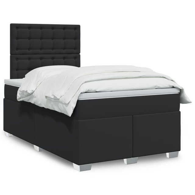 vidaXL Boxspringbett, Boxspringbett mit Matratze Schwarz 120x200 cm Kunstle günstig online kaufen