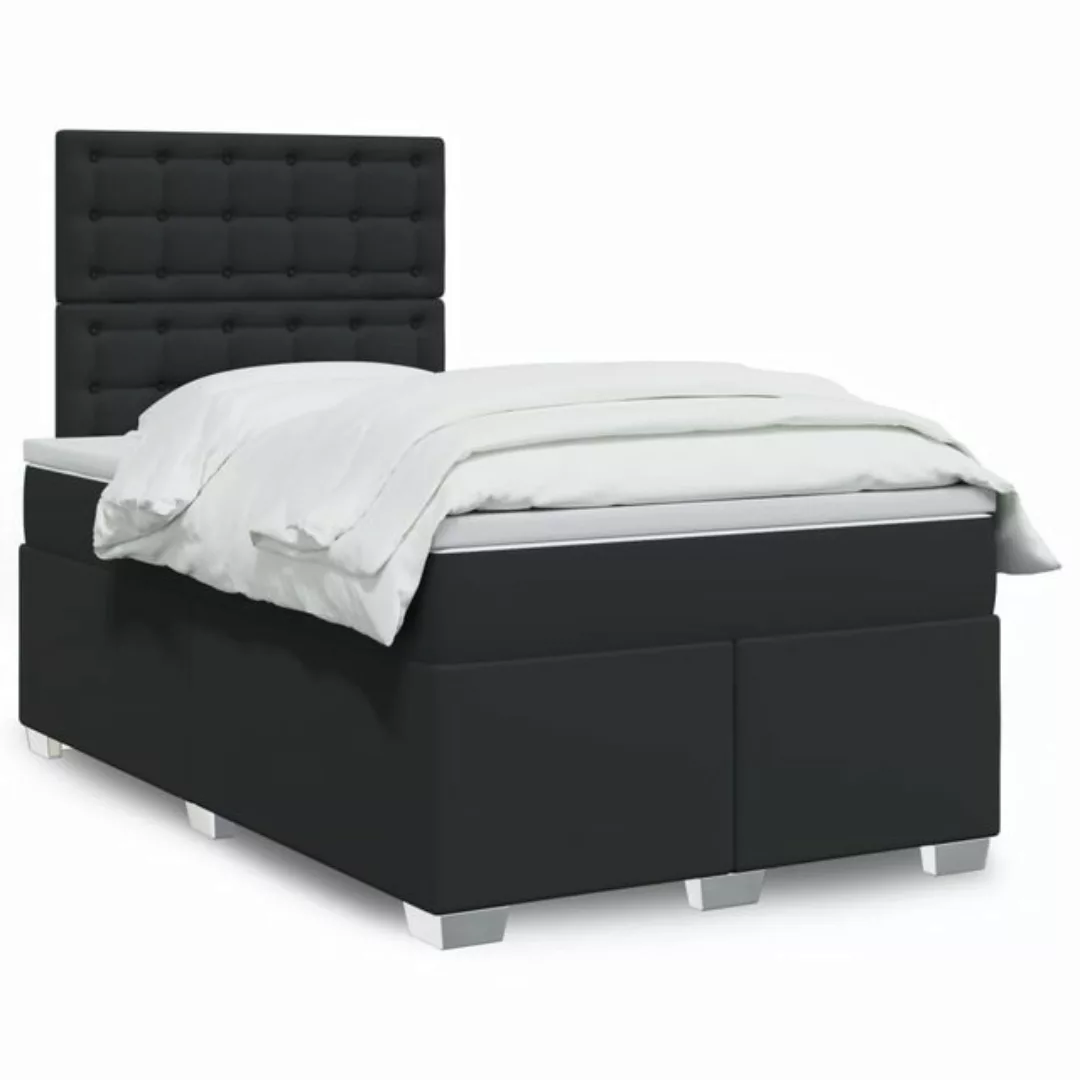 vidaXL Boxspringbett, Boxspringbett mit Matratze Schwarz 120x200 cm Kunstle günstig online kaufen