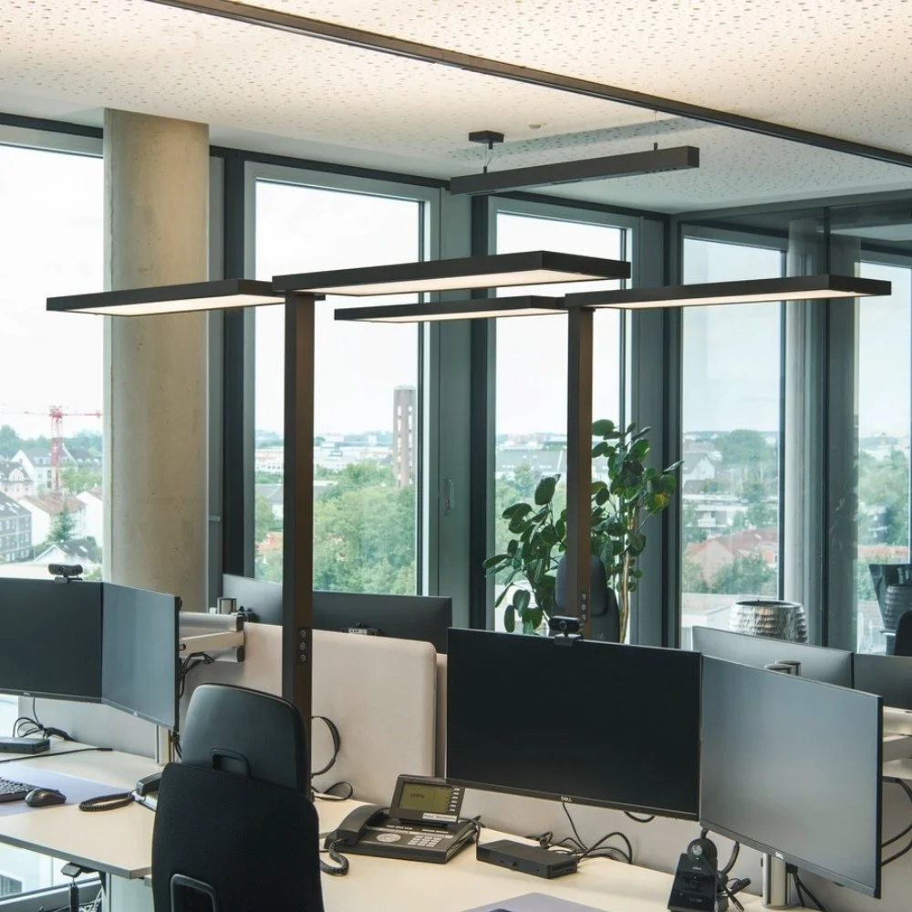 LED Stehleuchte Worklight in Schwarz 2x 75W 20000lm mit Bewegungsmelder günstig online kaufen