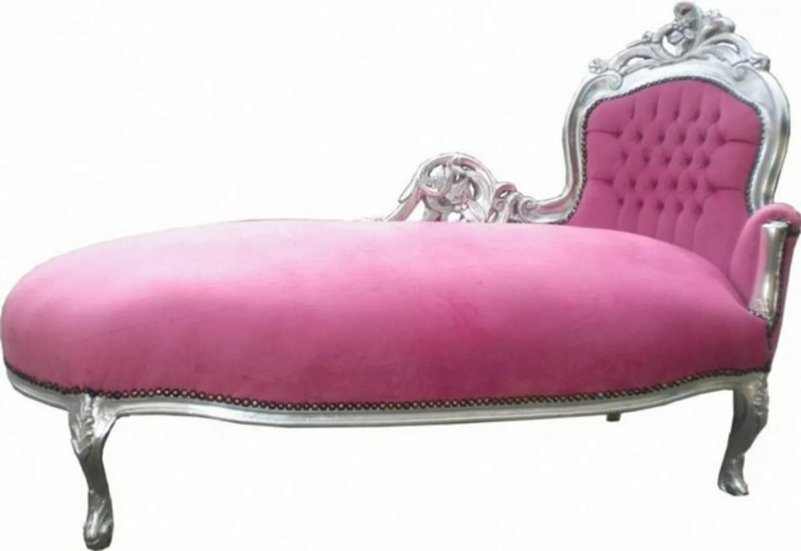 Casa Padrino Chaiselongue Barock Chaiselongue Rosa/Silber Mod2 günstig online kaufen