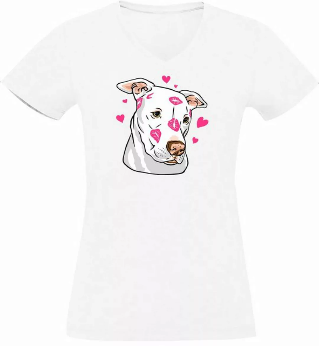 MyDesign24 T-Shirt Damen Hunde Print Shirt bedruckt - Hundekopf mit Herzen günstig online kaufen