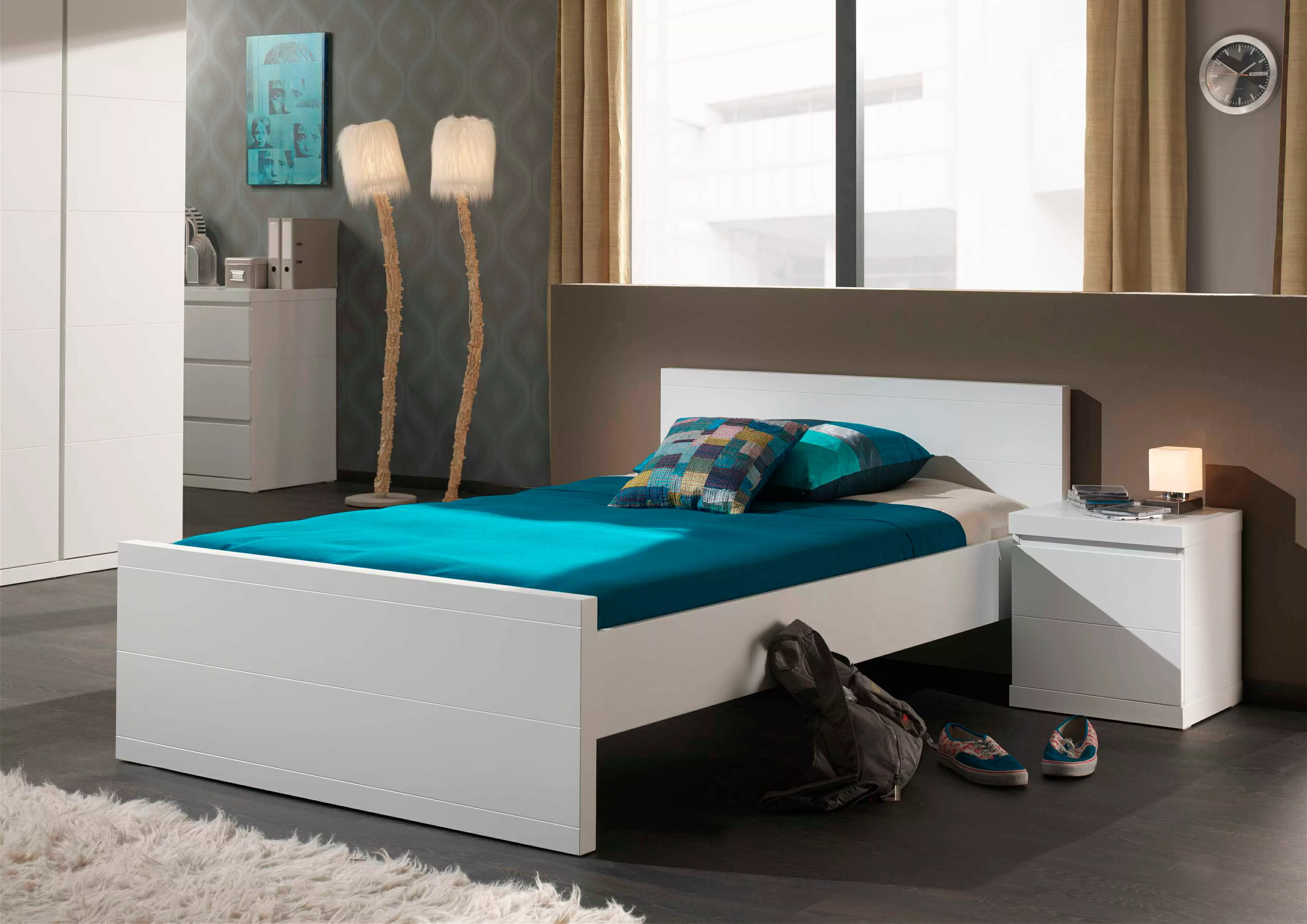 Vipack Einzelbett, Liegefläche 90x200 cm, inkl. Rolllattenrost, Ausf. Weiß günstig online kaufen