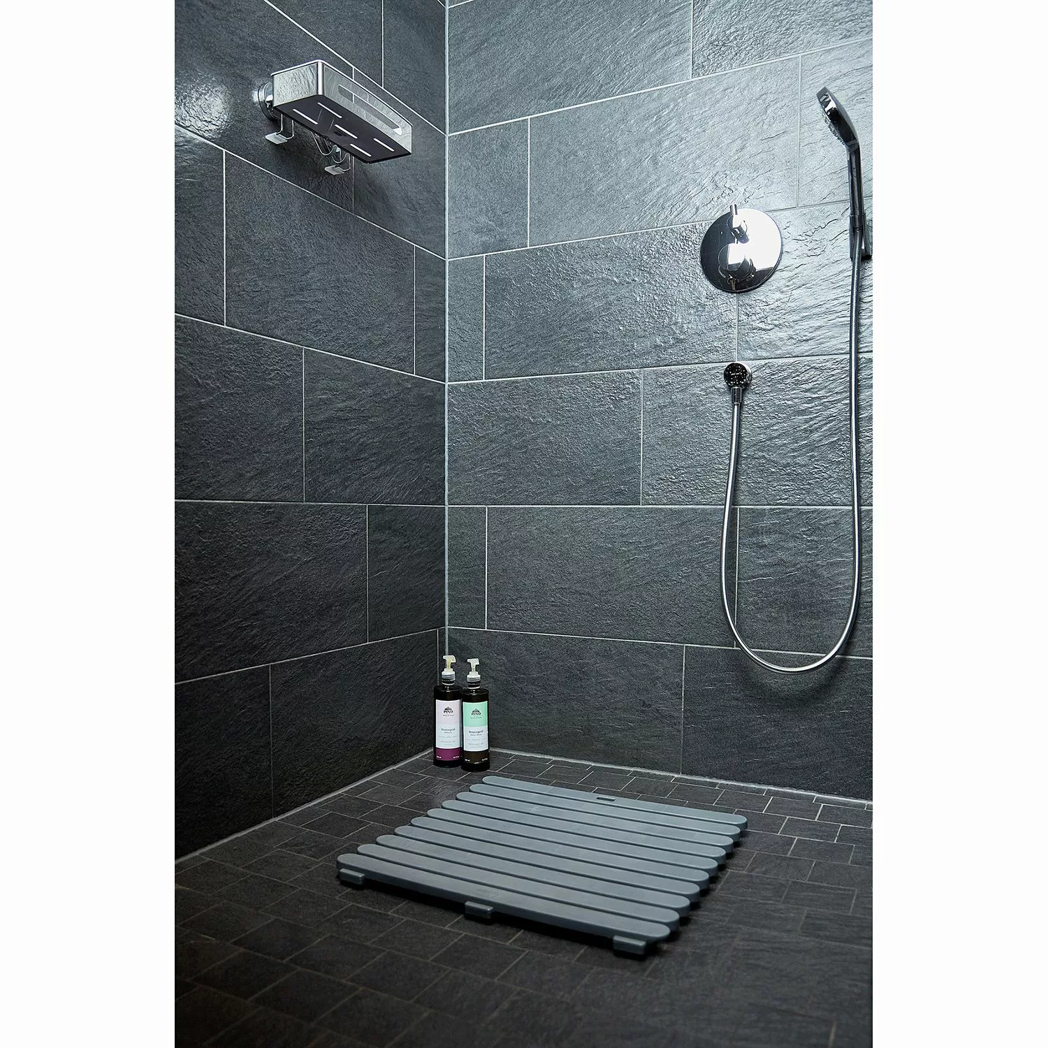 WENKO Duschmatte Indoor & Outdoor Grau 55 x 55 cm grau günstig online kaufen
