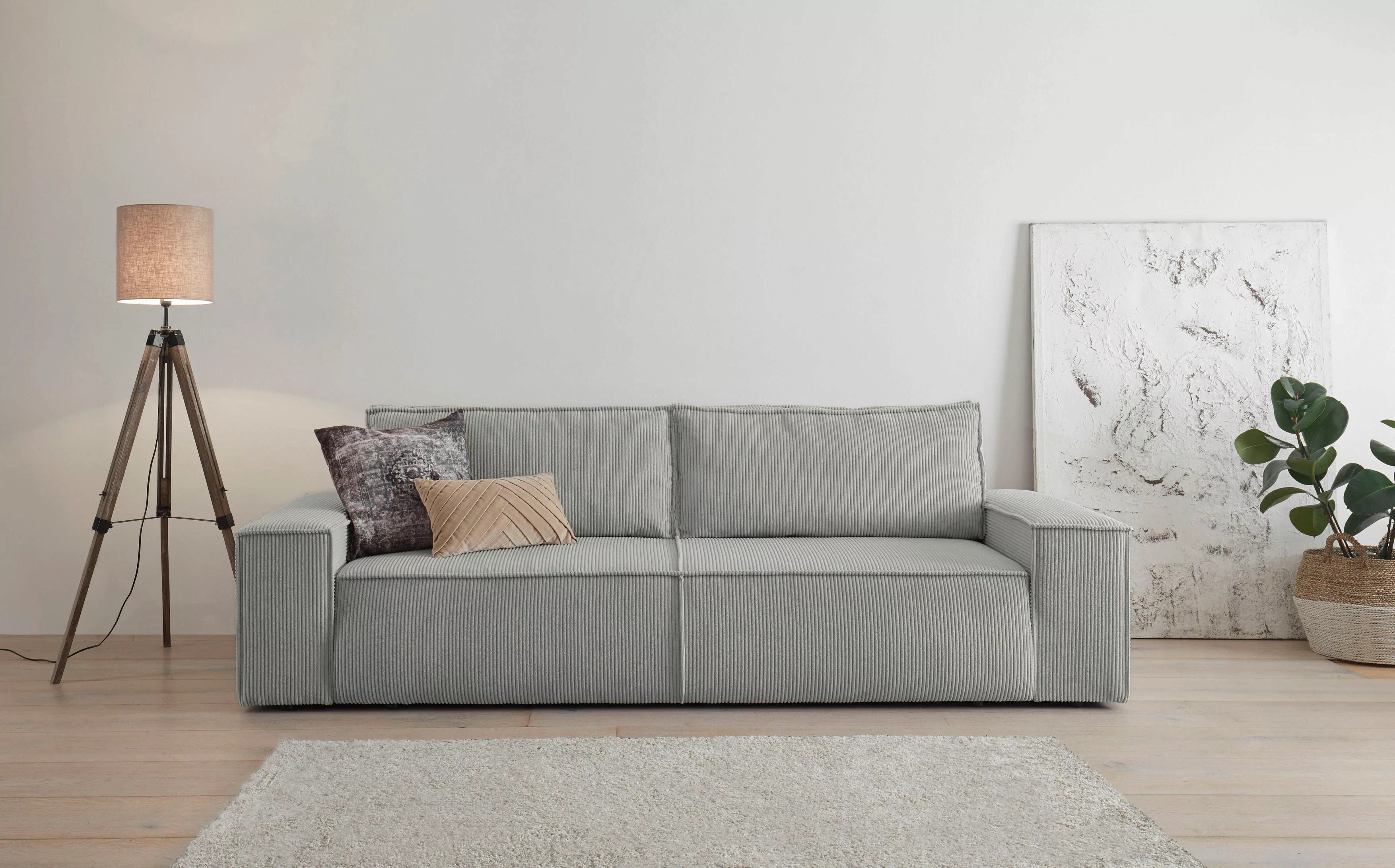 Home affaire 3-Sitzer "SHERWOOD Schlafsofa (257cm) Cord, Samtvelours, Vinta günstig online kaufen