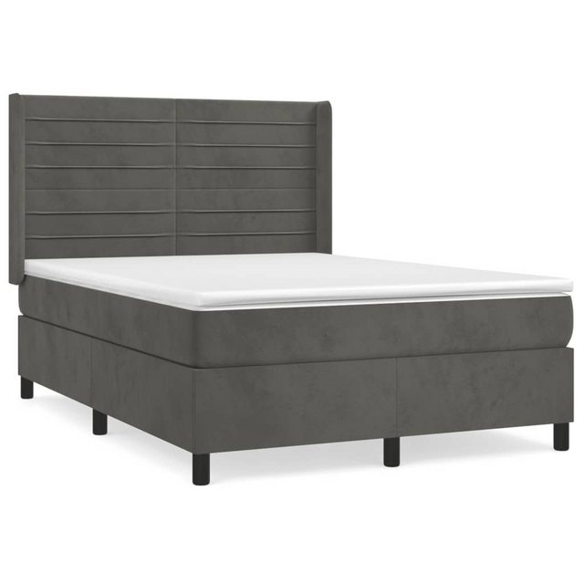 vidaXL Bettgestell Boxspringbett mit Matratze Dunkelgrau 140x190 cm Samt Be günstig online kaufen