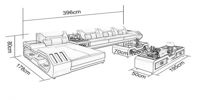 Xlmoebel Ecksofa Neues modernes Sofaset mit L-Form Polsterung und Couchtisc günstig online kaufen