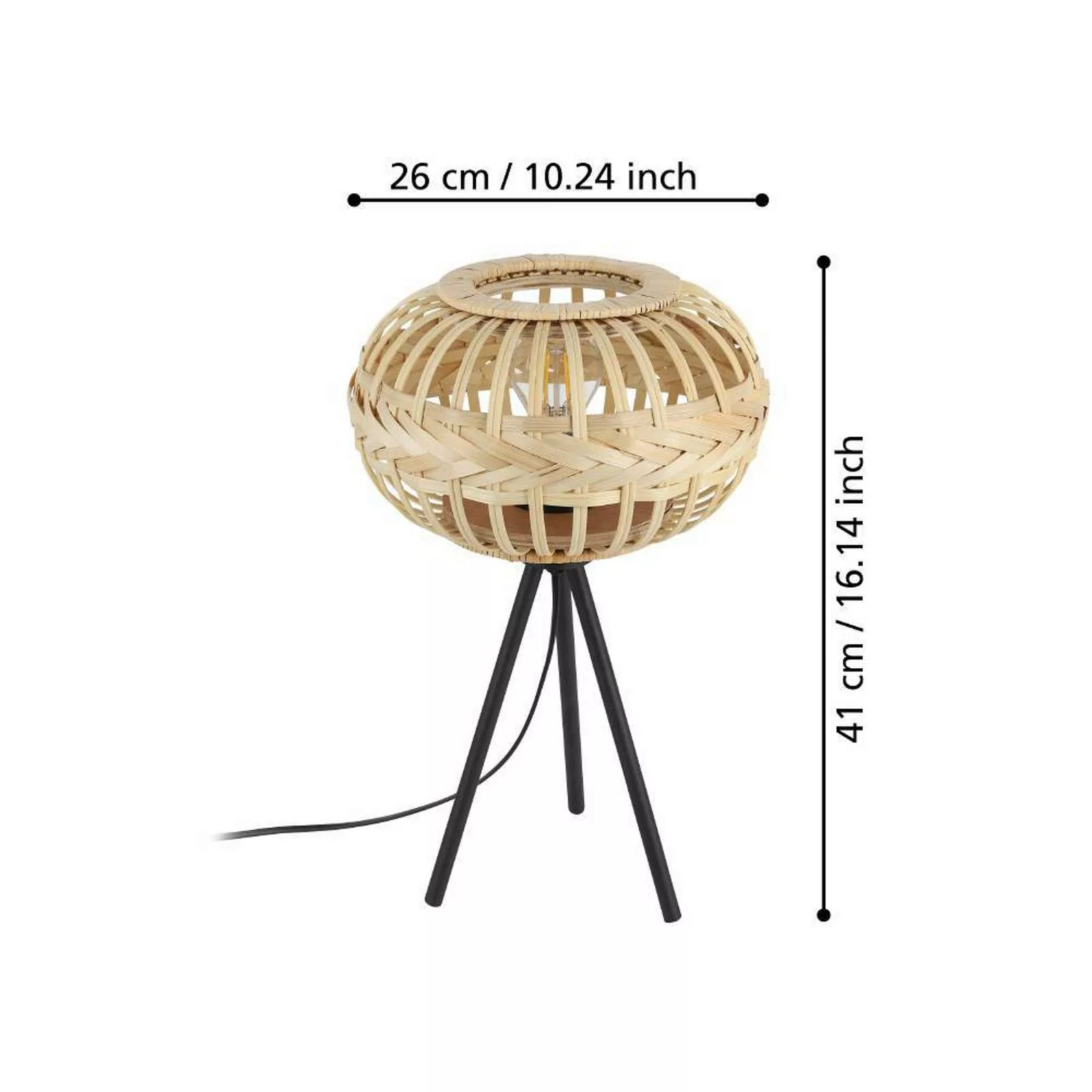EGLO Amsfield 1 Tischleuchte aus Holz, Dreibein günstig online kaufen