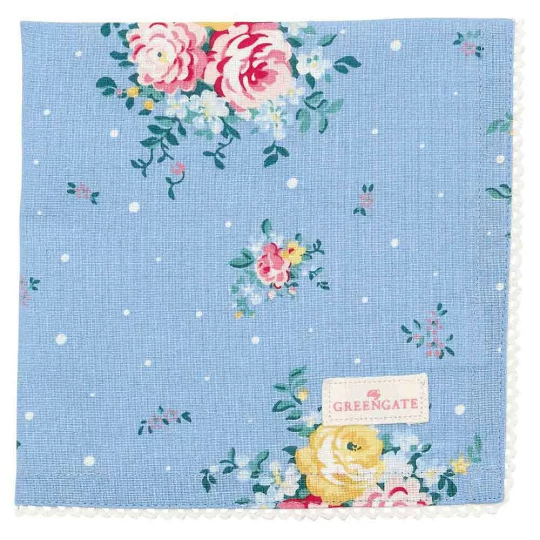 Greengate Stoffserviette Laura Dusty Blue Blumen 40x40cm günstig online kaufen