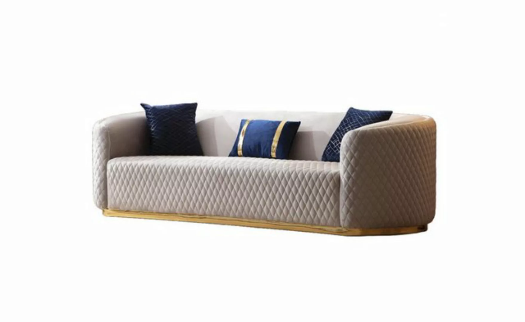 Xlmoebel 3-Sitzer Luxuriöse Edelstahlmöbel, beige Dreisitzer-Couch, Design, günstig online kaufen