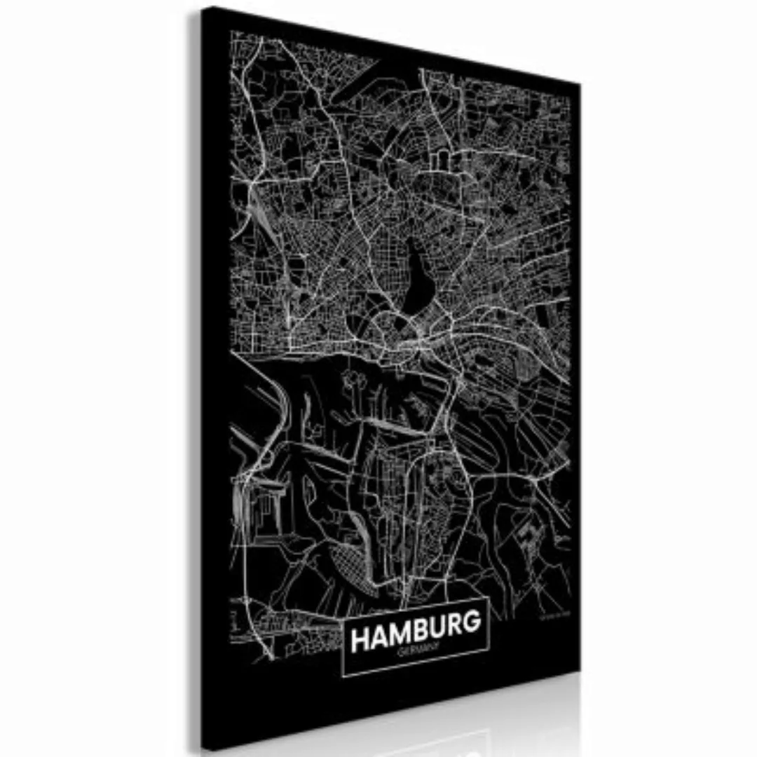 artgeist Wandbild Dark Map of Hamburg (1 Part) Vertical schwarz/weiß Gr. 40 günstig online kaufen