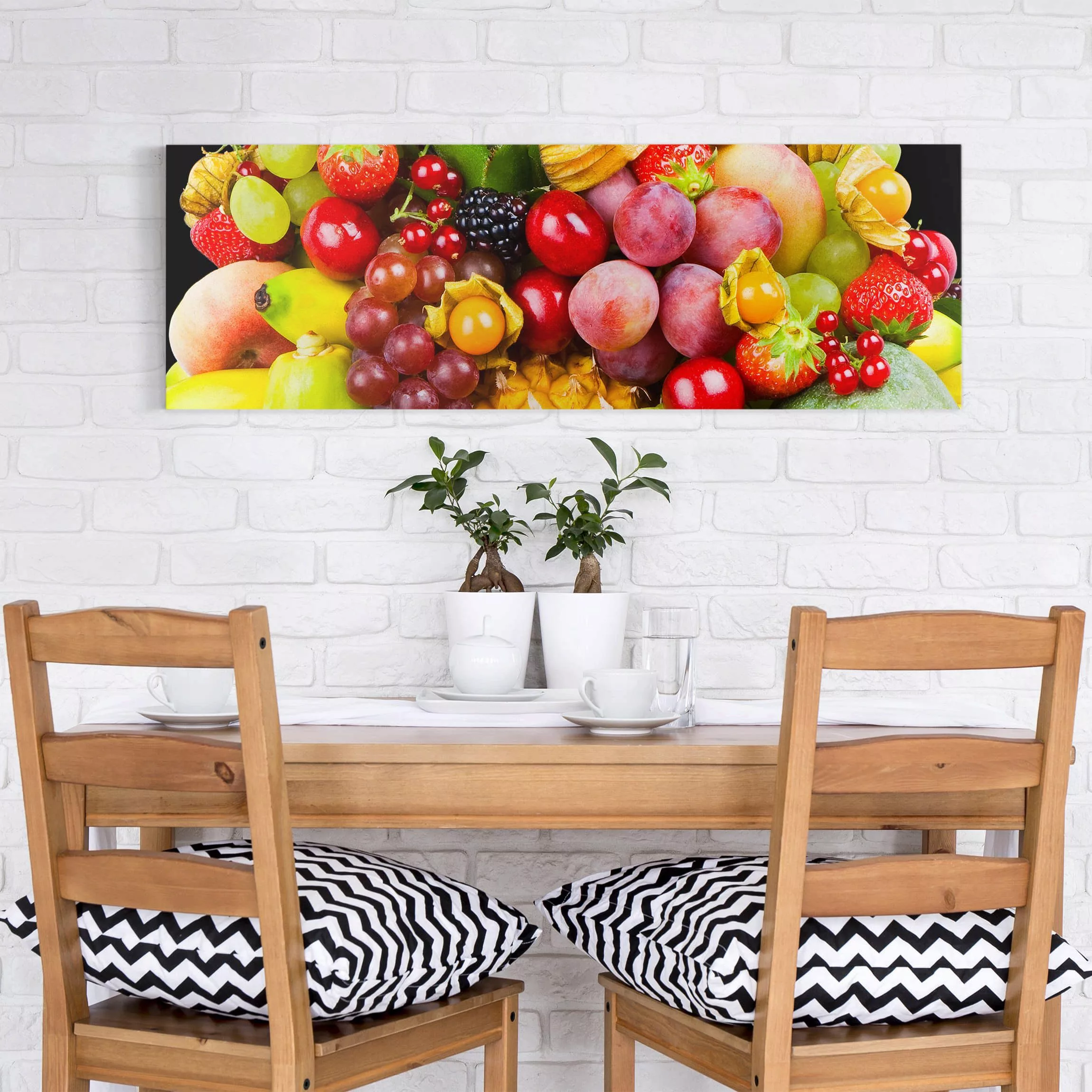 Leinwandbild Küche - Panorama Colourful Exotic Fruits günstig online kaufen