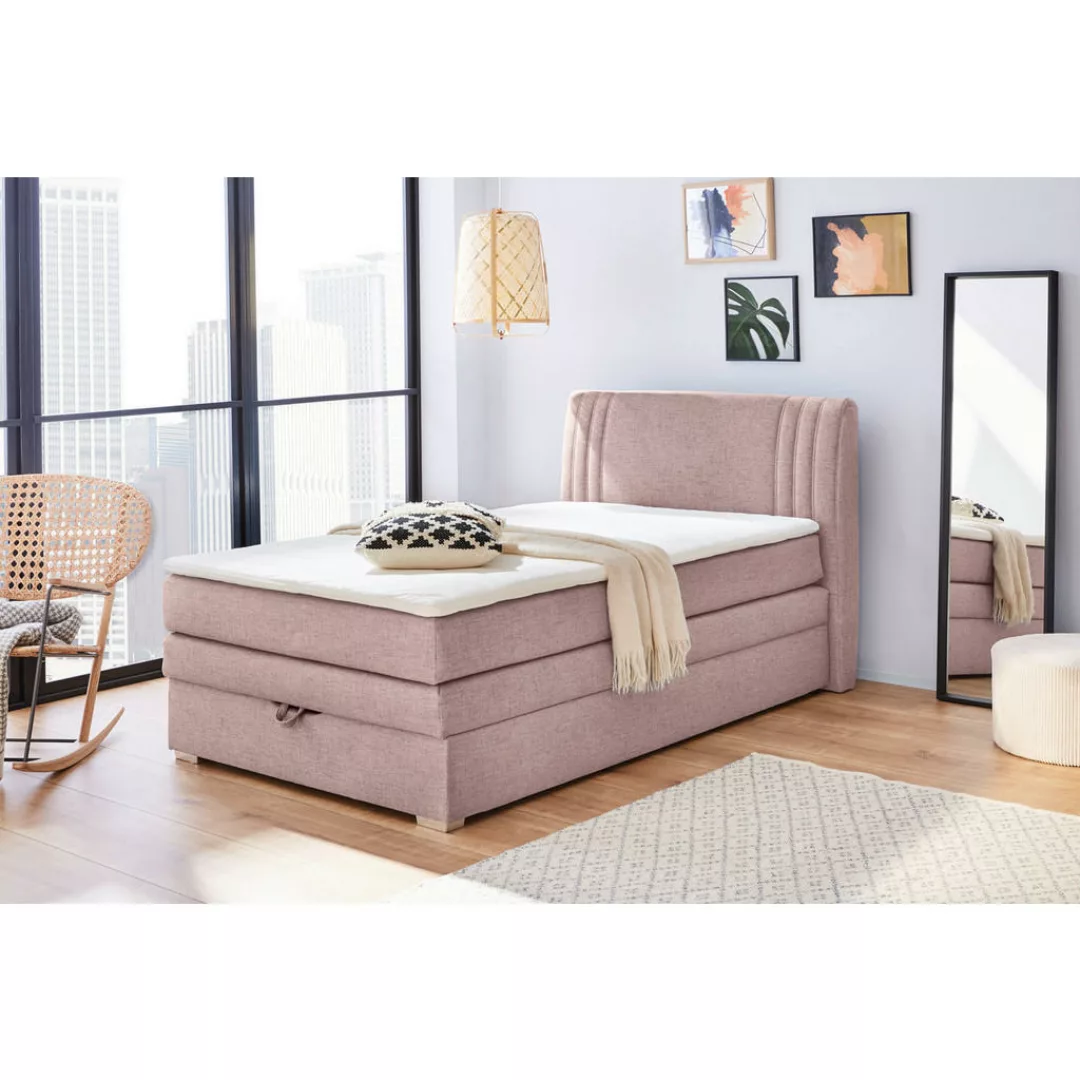 Boxspringbett  rosa Feinstruktur Liegefläche B/L: ca. 120x200 cm günstig online kaufen