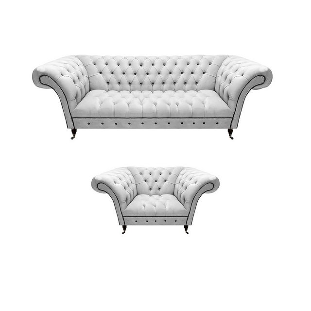 JVmoebel Chesterfield-Sofa Wohnzimmer Set Sofa Dreisitze Chesterfield Sesse günstig online kaufen