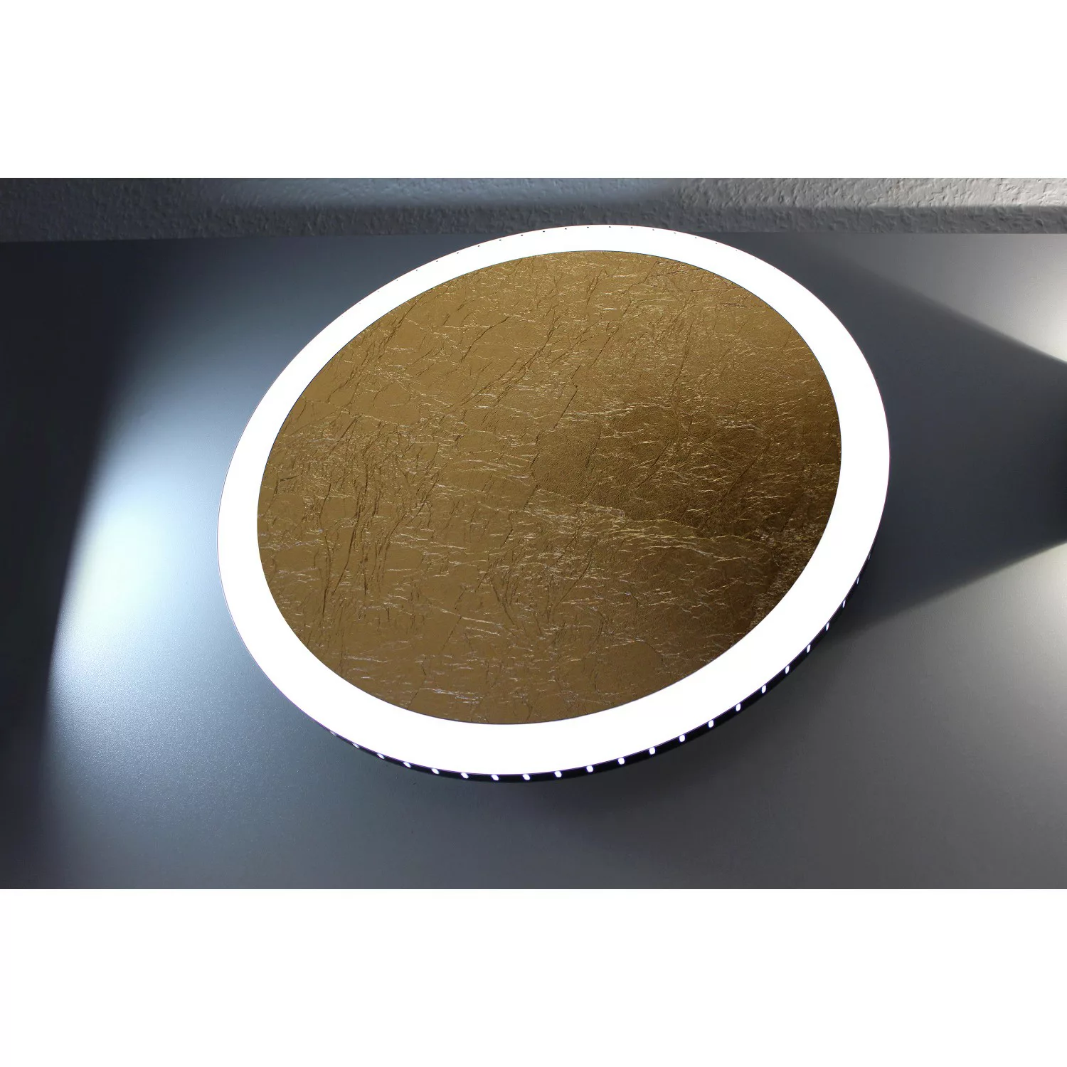 LED Wand- und Deckenleuchte Moon in Blattgold und Weiß-satiniert 300mm günstig online kaufen