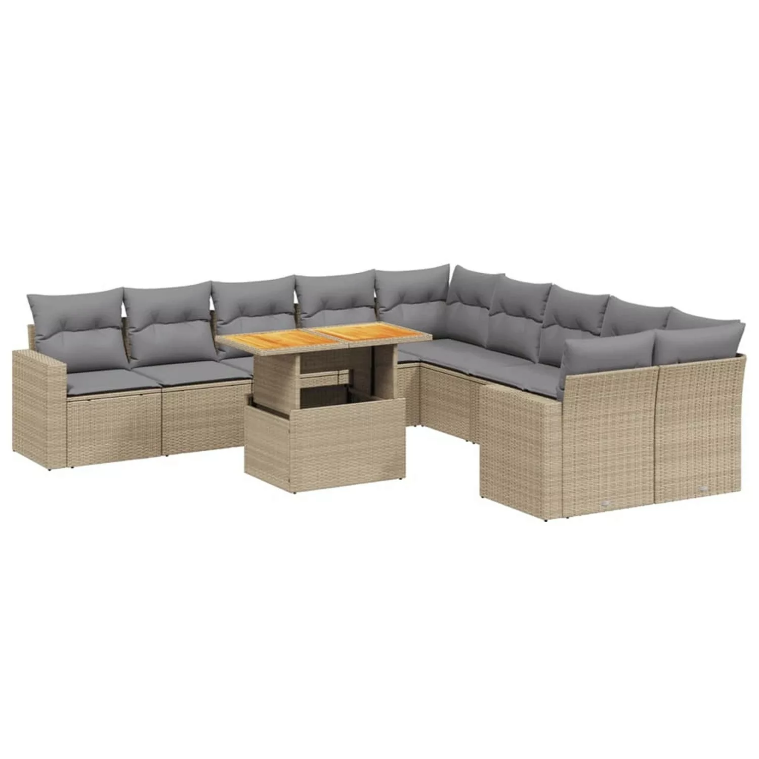 vidaXL 11-tlg Garten-Sofagarnitur mit Kissen Beige Poly Rattan Modell 193 günstig online kaufen