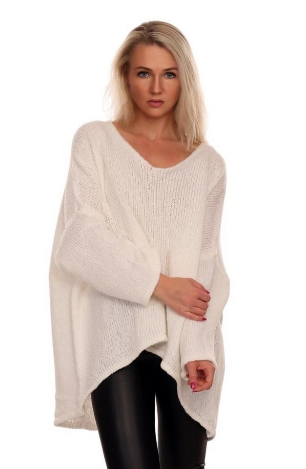 Charis Moda Strickpullover V-​Ausschnitt im Oversized Look vorne kurz hinte günstig online kaufen