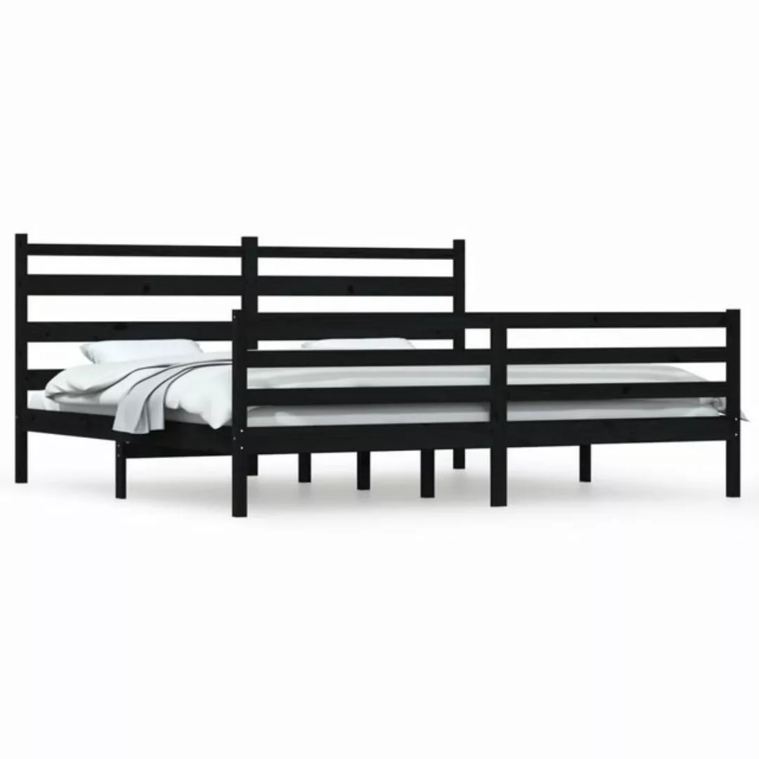 vidaXL Bettgestell Massivholzbett Kiefer 200x200 cm Schwarz Bett Bettgestel günstig online kaufen