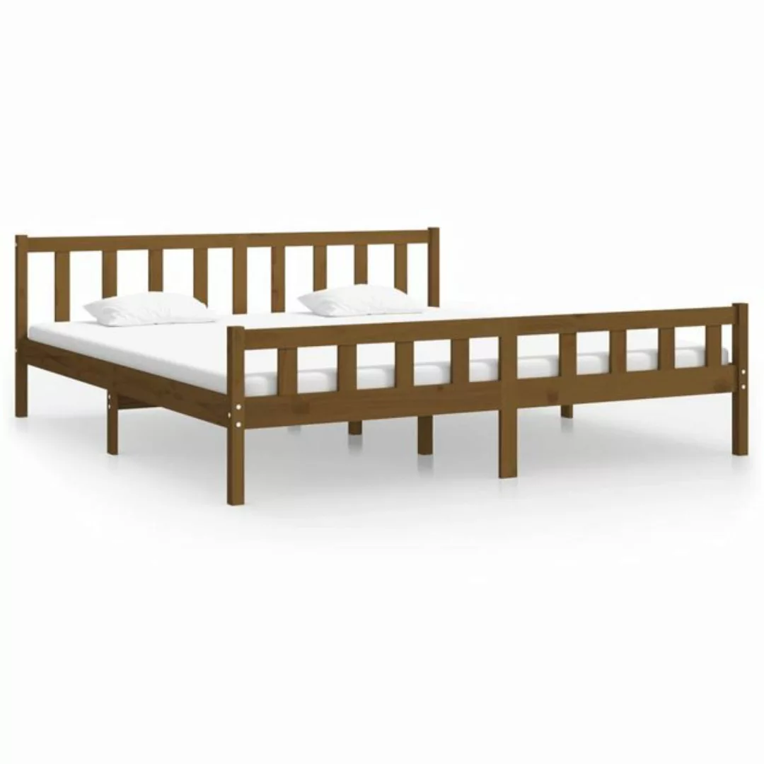 vidaXL Bettgestell Massivholzbett Honigbraun 200x200 cm Bett Bettgestell Do günstig online kaufen