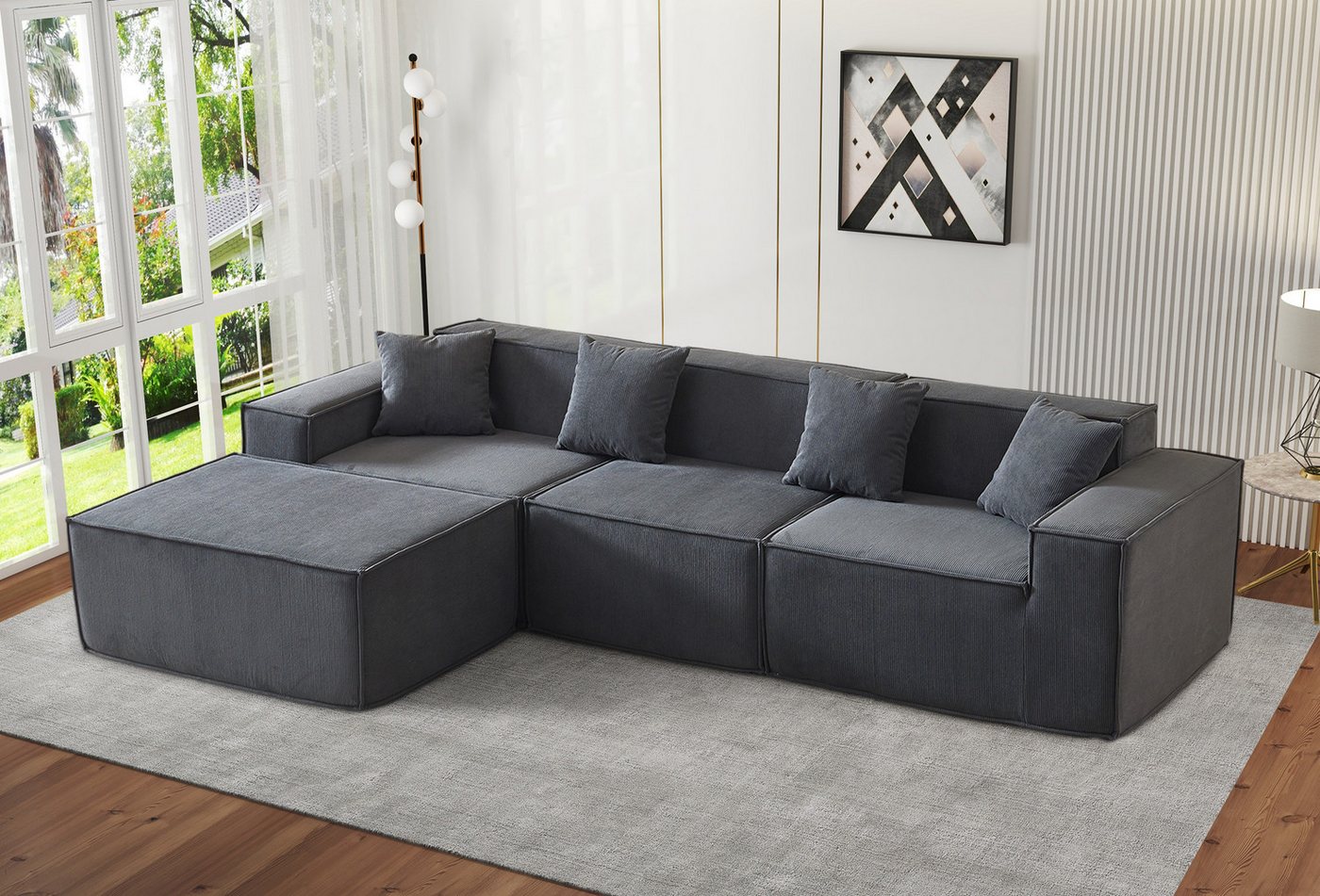 Fanttik Ecksofa Schlafsofa L-Form, inkl. 4 Kissen, Stellmaße 277x164 cm, Ot günstig online kaufen