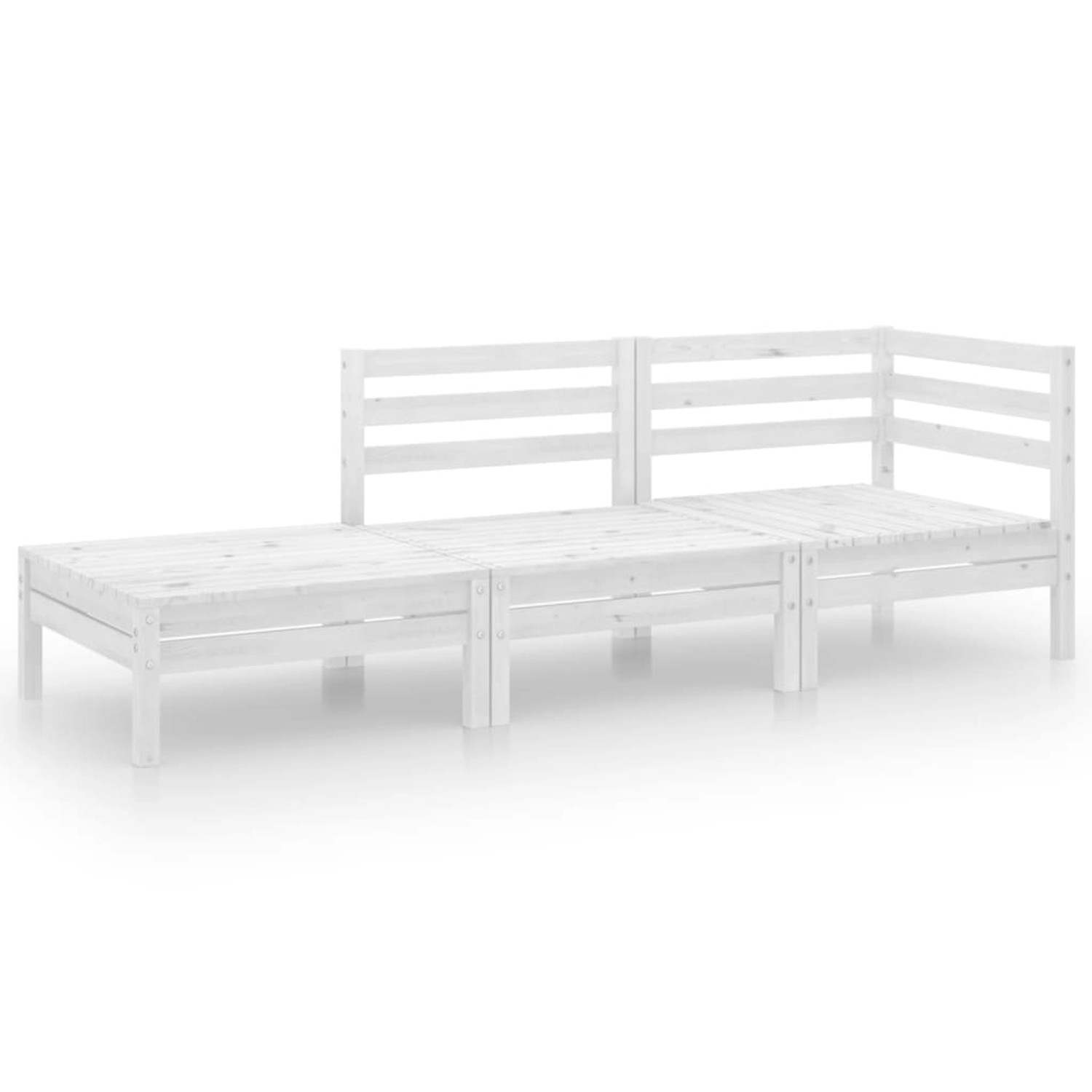 3-tlg. Garten-lounge-set Weiß Massivholz Kiefer günstig online kaufen