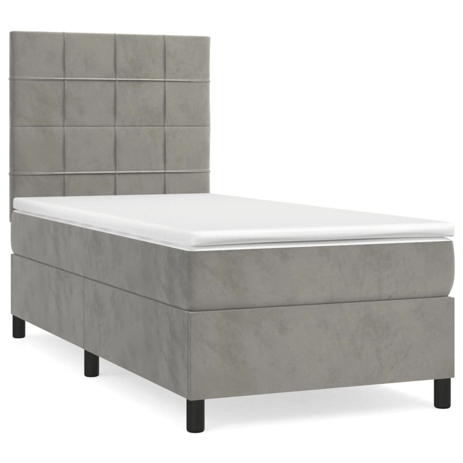 vidaXL Boxspringbett mit Matratze Hellgrau 80x200 cm Samt1357624 günstig online kaufen