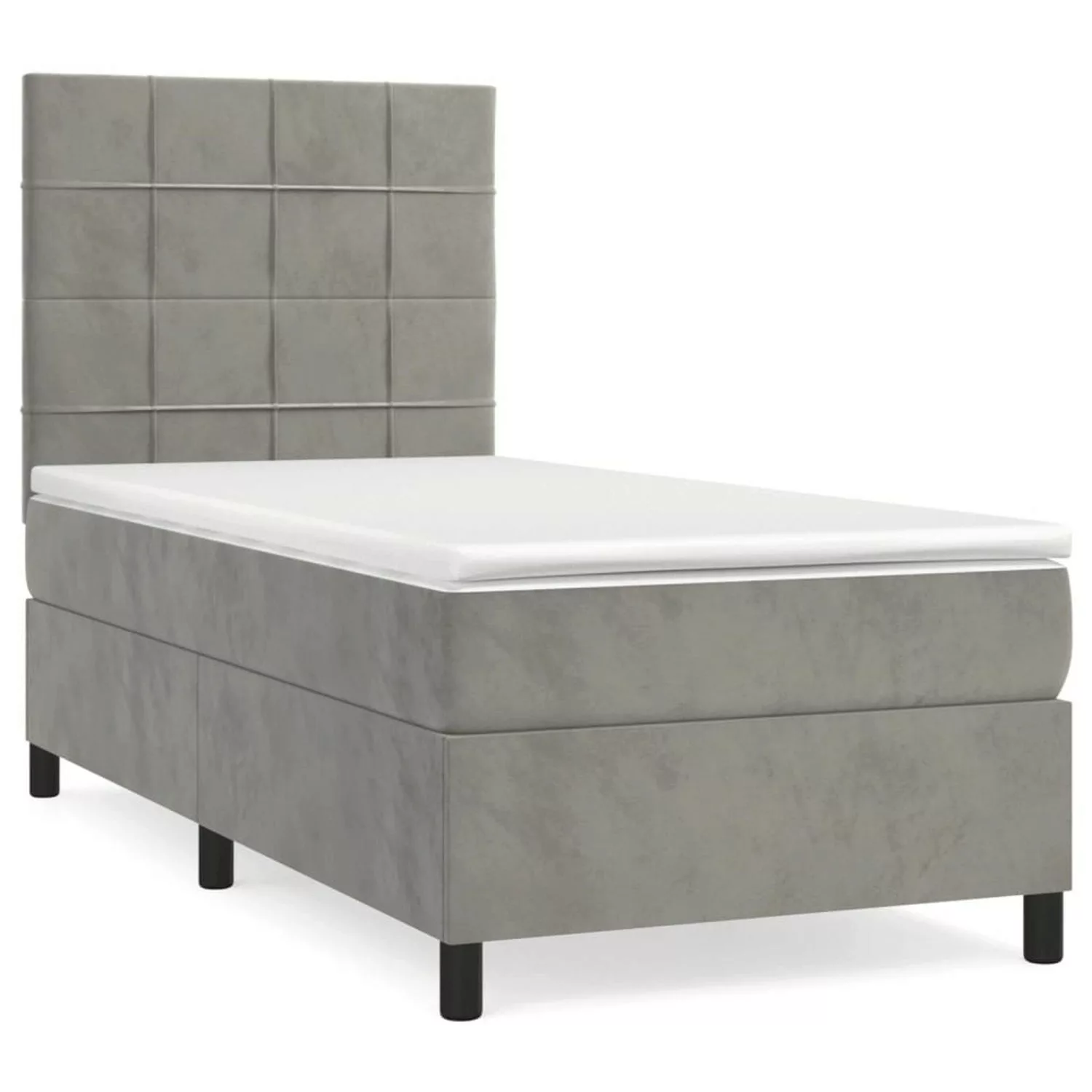 vidaXL Boxspringbett Boxspringbett mit Matratze Hellgrau 100x200 cm Samt Be günstig online kaufen