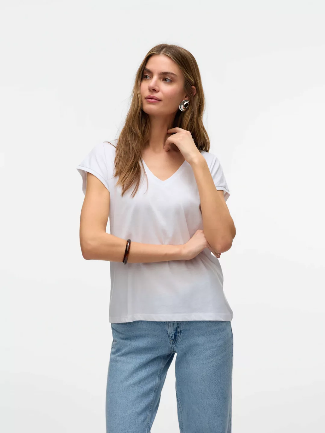 Vero Moda Kurzarmshirt "VMLUNA SS V-NECK TEE JRS NOOS" günstig online kaufen