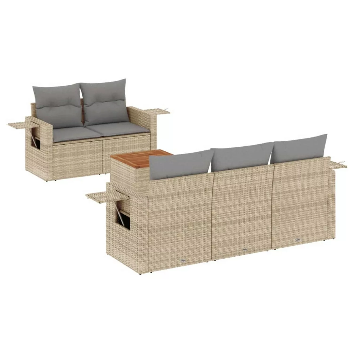 vidaXL 6-tlg Garten-Sofagarnitur mit Kissen Beige Poly Rattan Modell 279 günstig online kaufen