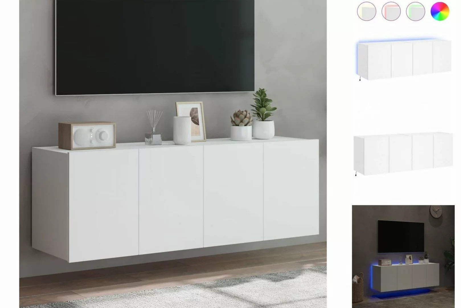 vidaXL TV-Schrank TV-Wandschränke mit LED-Leuchten 2 Stk Weiß 60x35x41 cm günstig online kaufen