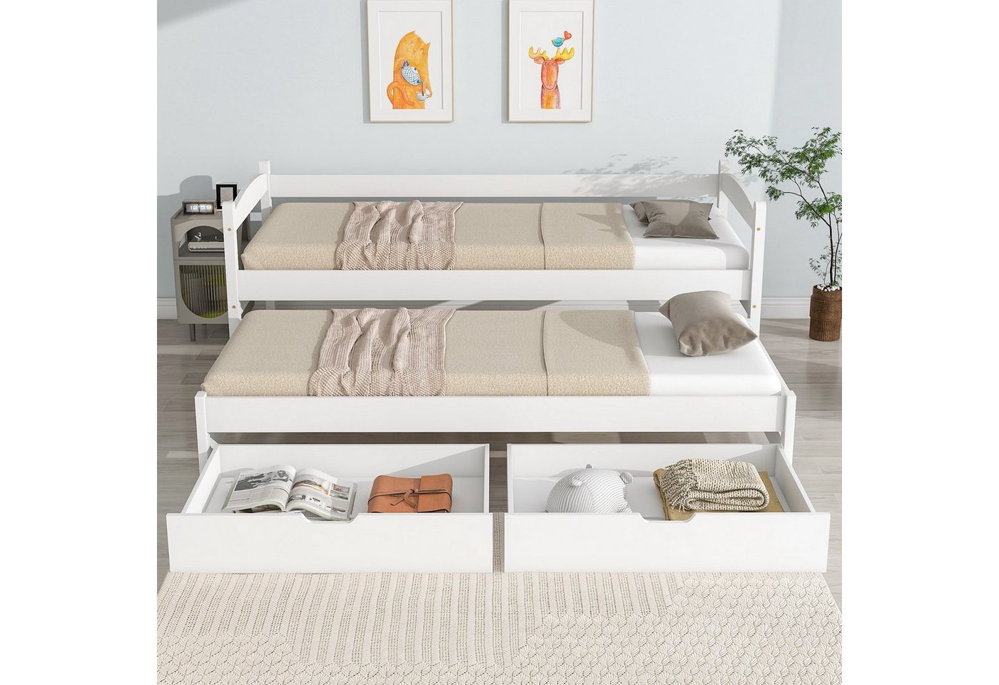 Celya Daybed Einzel- und Doppelbett, Schiebebett mit Rollen unten,200x90cm, günstig online kaufen