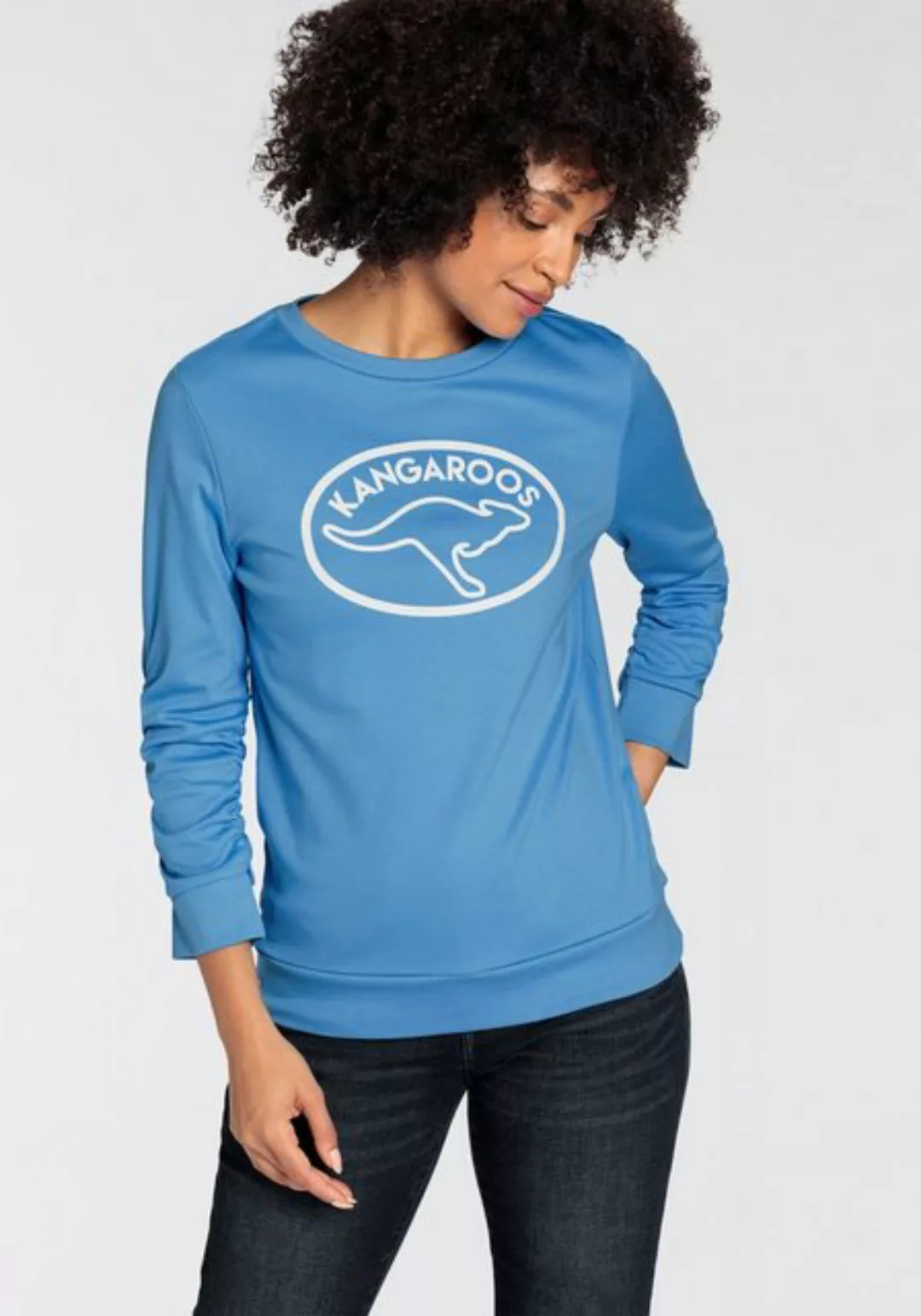 KangaROOS Sweatshirt mit Raffung am Ärmel und Marken-Logo-Print - NEUE-KOLL günstig online kaufen
