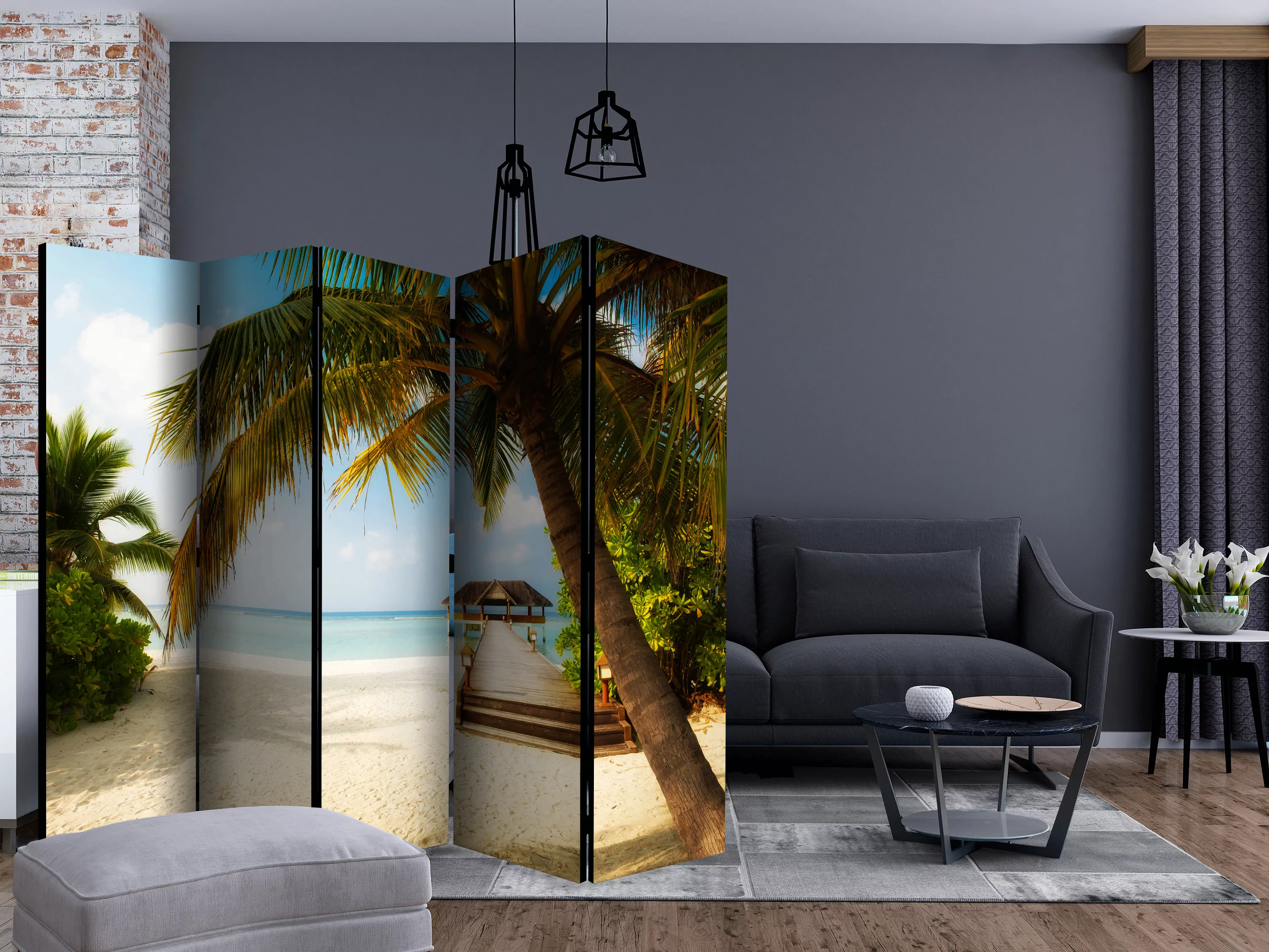 5-teiliges Paravent - Paradise Beach Ii [room Dividers] günstig online kaufen