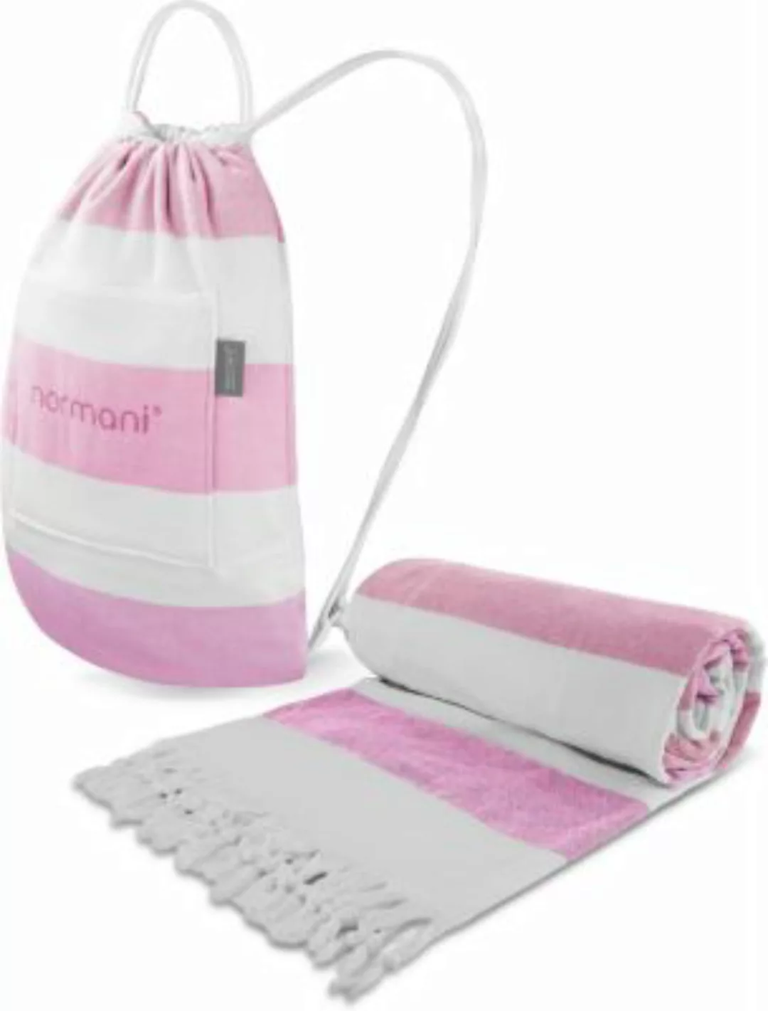 normani® Badehandtuch mit Rucksackfunktion Badetücher pink Gr. 90 x 170 günstig online kaufen