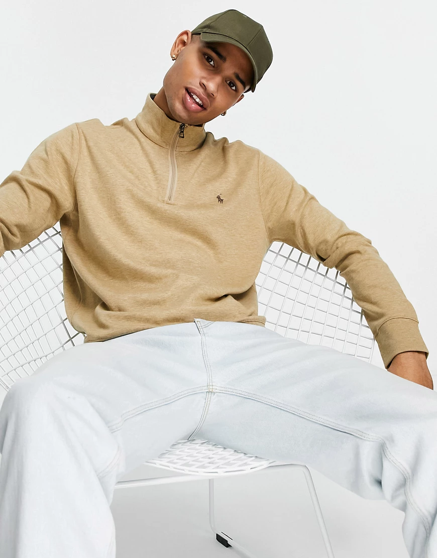 Polo Ralph Lauren – Sweatshirt in meliertem Hellbraun mit Markenlogo und Ha günstig online kaufen