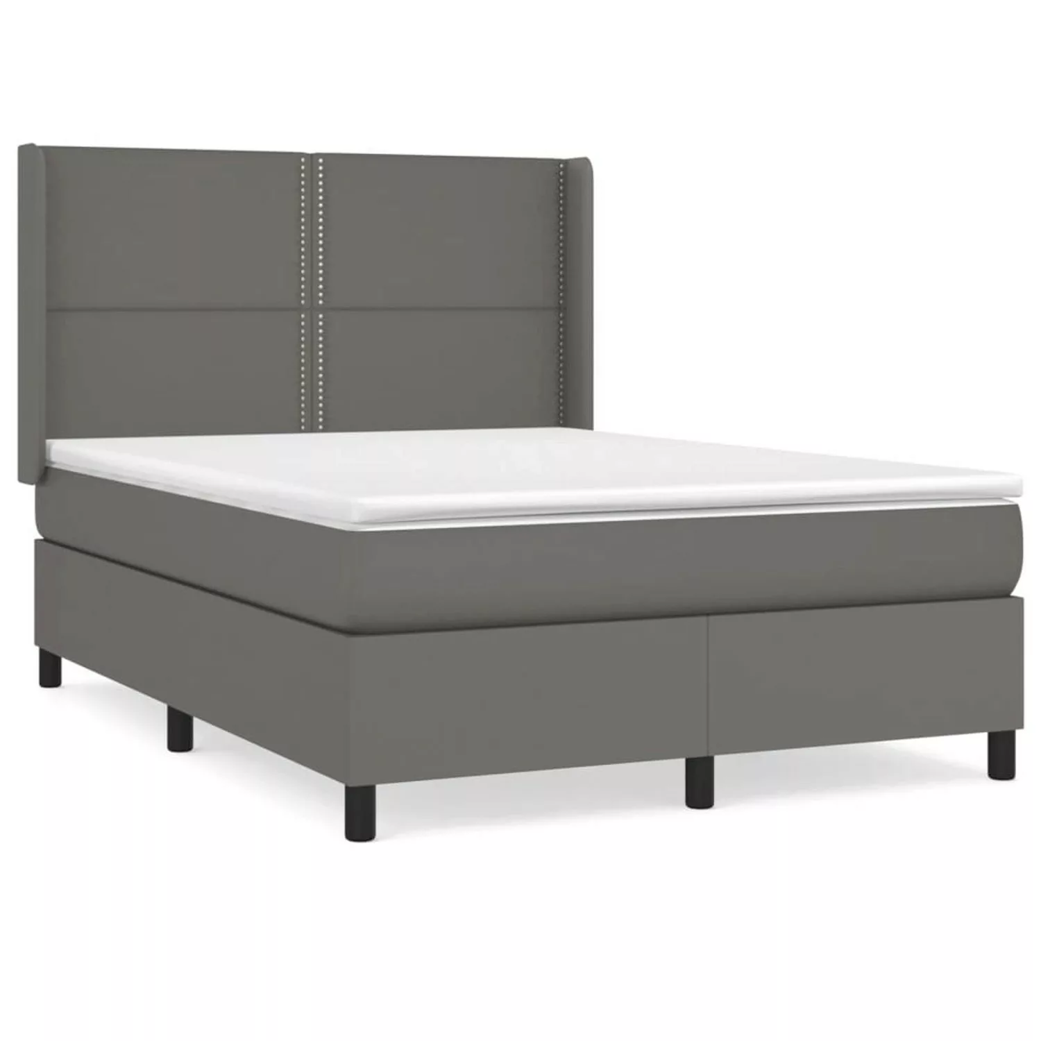 vidaXL Boxspringbett mit Matratze Grau 140x200 cm Kunstleder1469670 günstig online kaufen