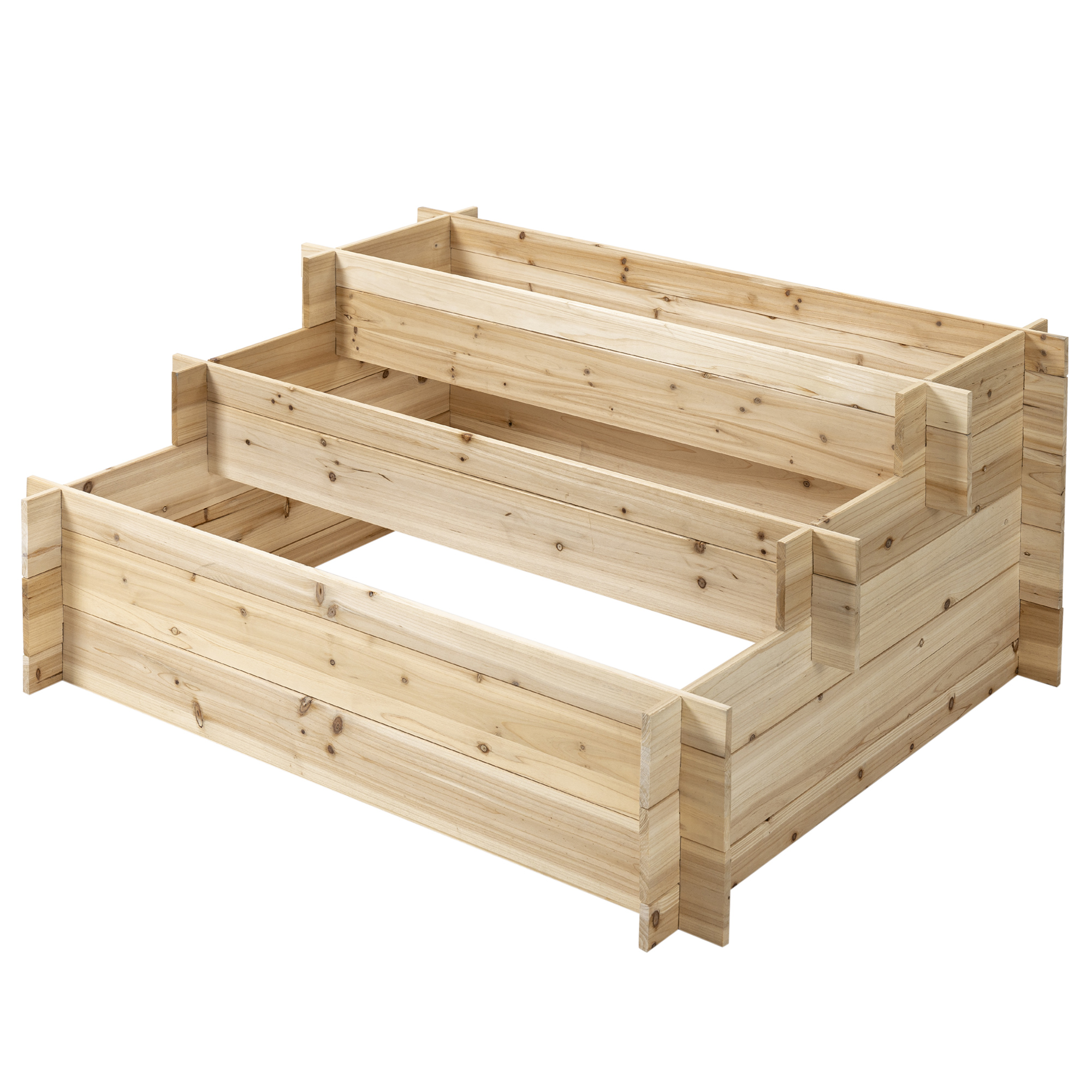 Outsunny Gartenbeet-Pflanzkiste aus Holz mit 3 Ebenen, erhöhtes Gartenbeet günstig online kaufen