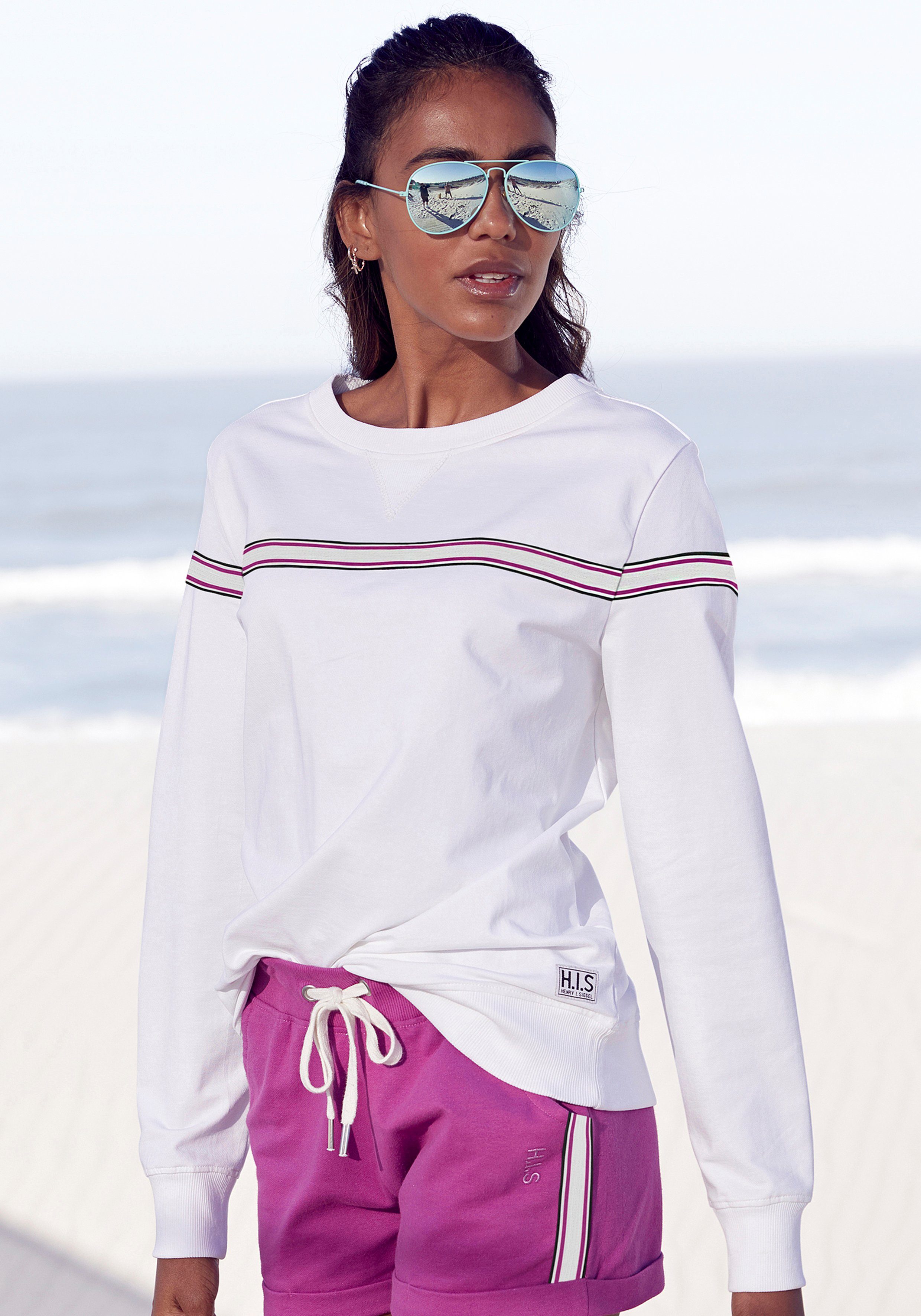 H.I.S Sweater, mit kontrastfarbigem Tape, Loungeanzug günstig online kaufen