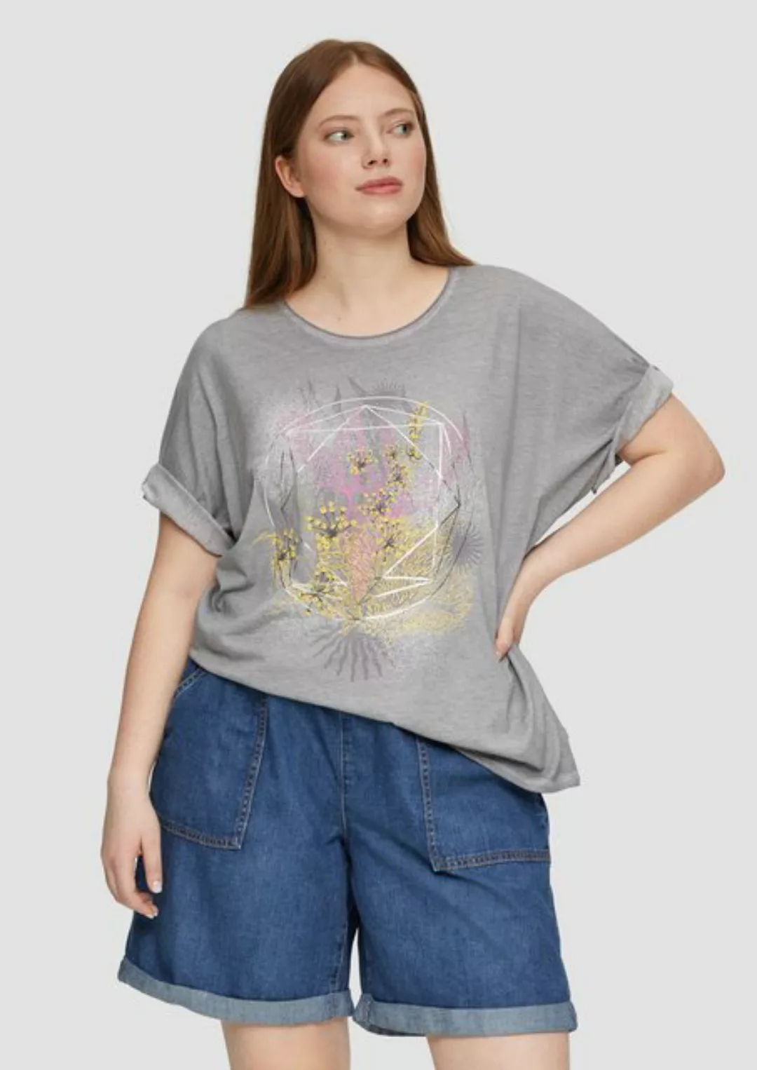 QS Kurzarmshirt Oversize-Shirt mit Rundhalsausschnitt und Frontprint Garmen günstig online kaufen