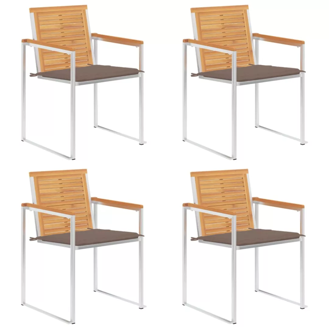 Gartenstühle 4 Stk. Mit Kissen Massivholz Teak günstig online kaufen