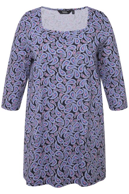 Ulla Popken Longshirt Shirt Paisleymuster Carree-Ausschnitt 3/4-Arm günstig online kaufen