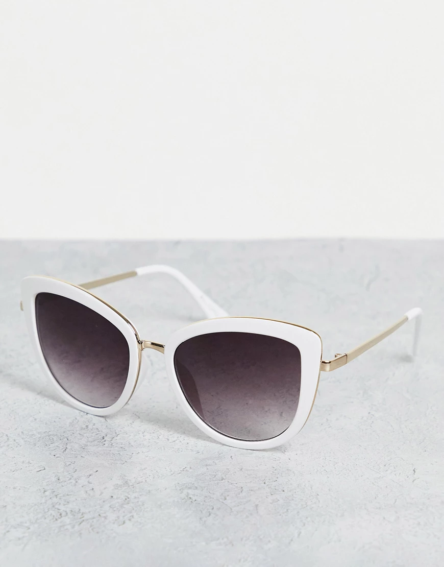 ALDO – Puthiel – Übergroße Cat-Eye-Sonnenbrille in Weiß und Gold mit Metall günstig online kaufen
