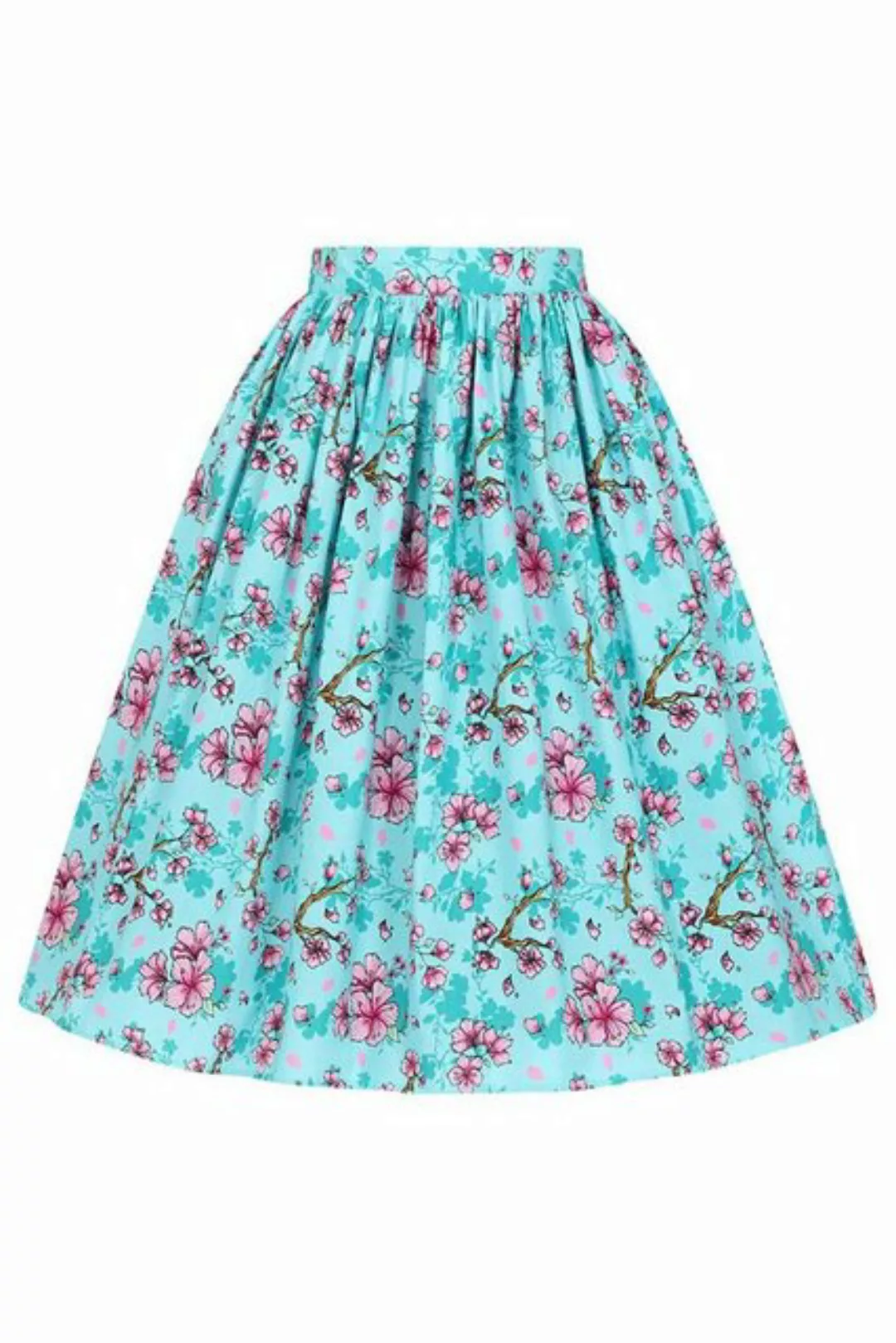 Hell Bunny A-Linien-Rock Louella Kirschblüten Retro Vintage Swing Skirt günstig online kaufen