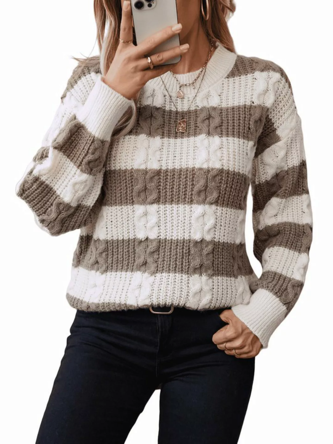 Nebelmeer Strickpullover Pullover Modischer All-Match Langärmliger Damenmod günstig online kaufen