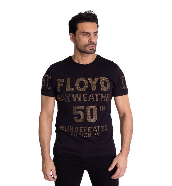 TRUENO T-Shirt Herren Strass T-Shirt mit Strassveredelung Schwarz L günstig online kaufen