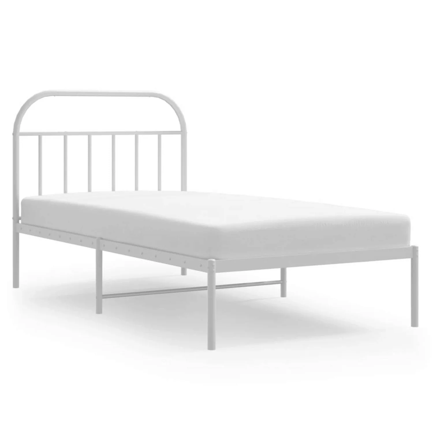 vidaXL Bettgestell, Bettrahmen mit Kopfteil Metall Weiß 107x203 cm günstig online kaufen