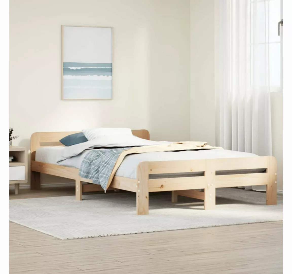 vidaXL Bett, Massivholzbett ohne Matratze 135x190 cm Kiefernholz günstig online kaufen