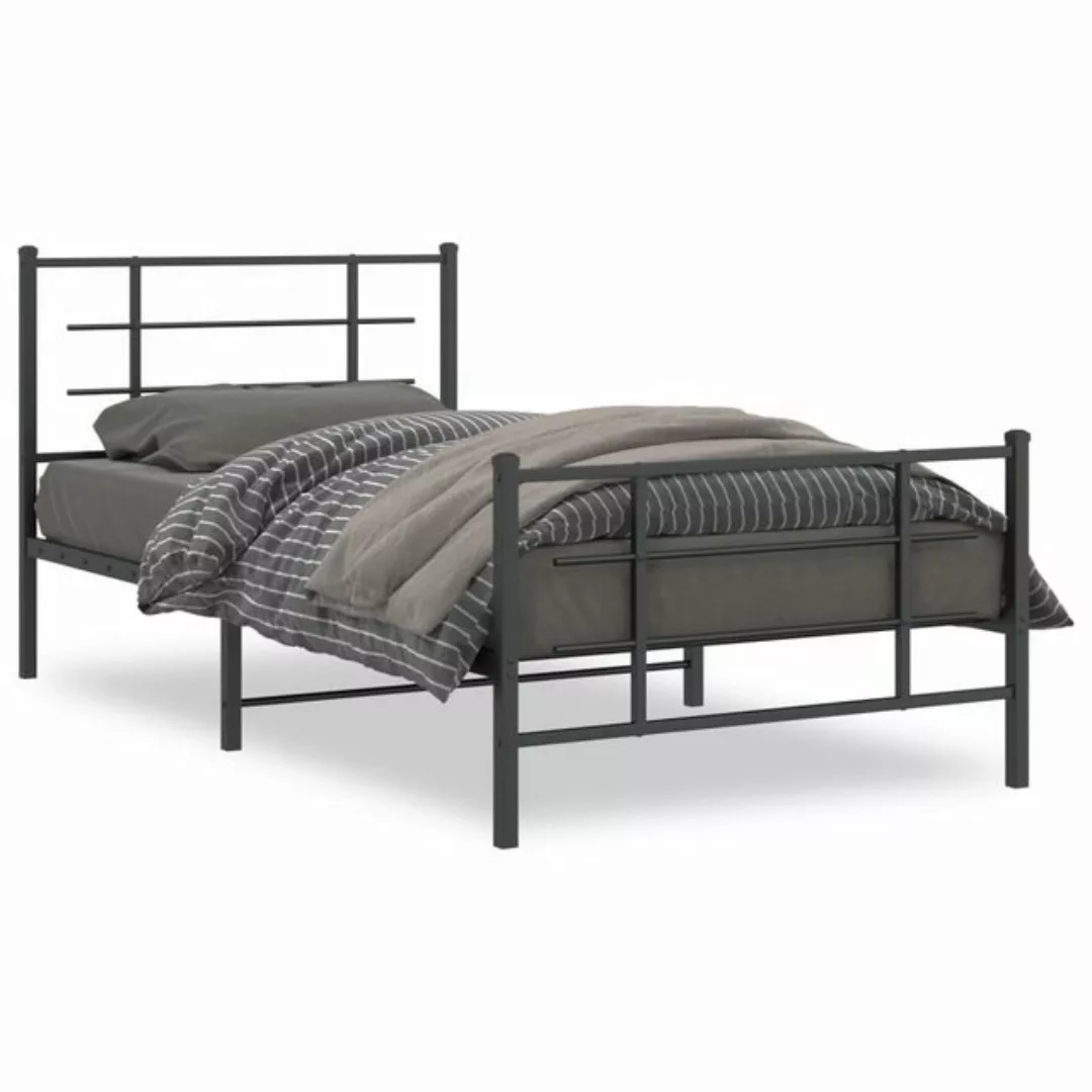 furnicato Bettgestell mit Kopf- und Fußteil Metall Schwarz 107x203 cm (1-tl günstig online kaufen