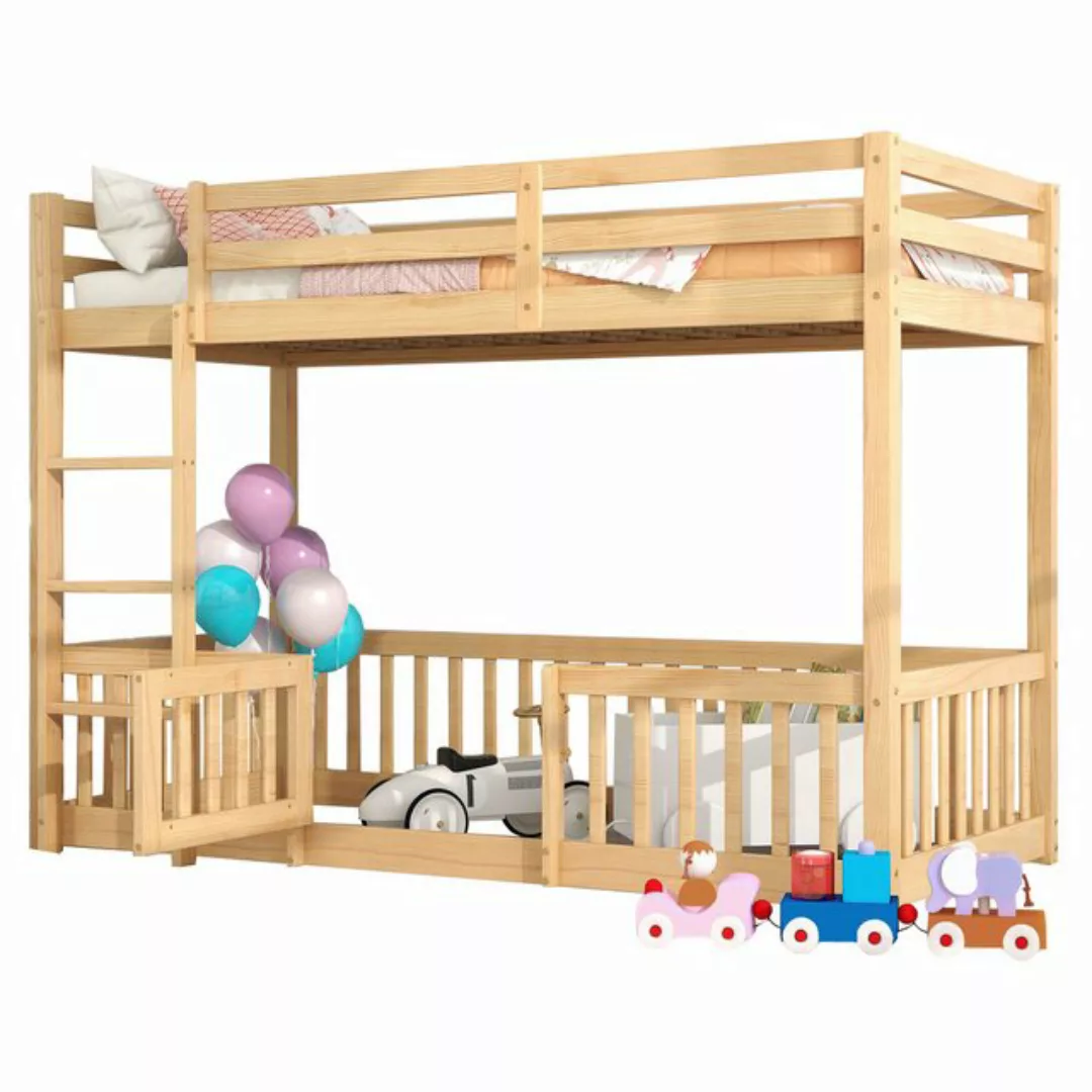 HAUSS SPLOE Kinderbett 200x90cm mit rechtwinkliger Treppe, Bett mit Zäune u günstig online kaufen