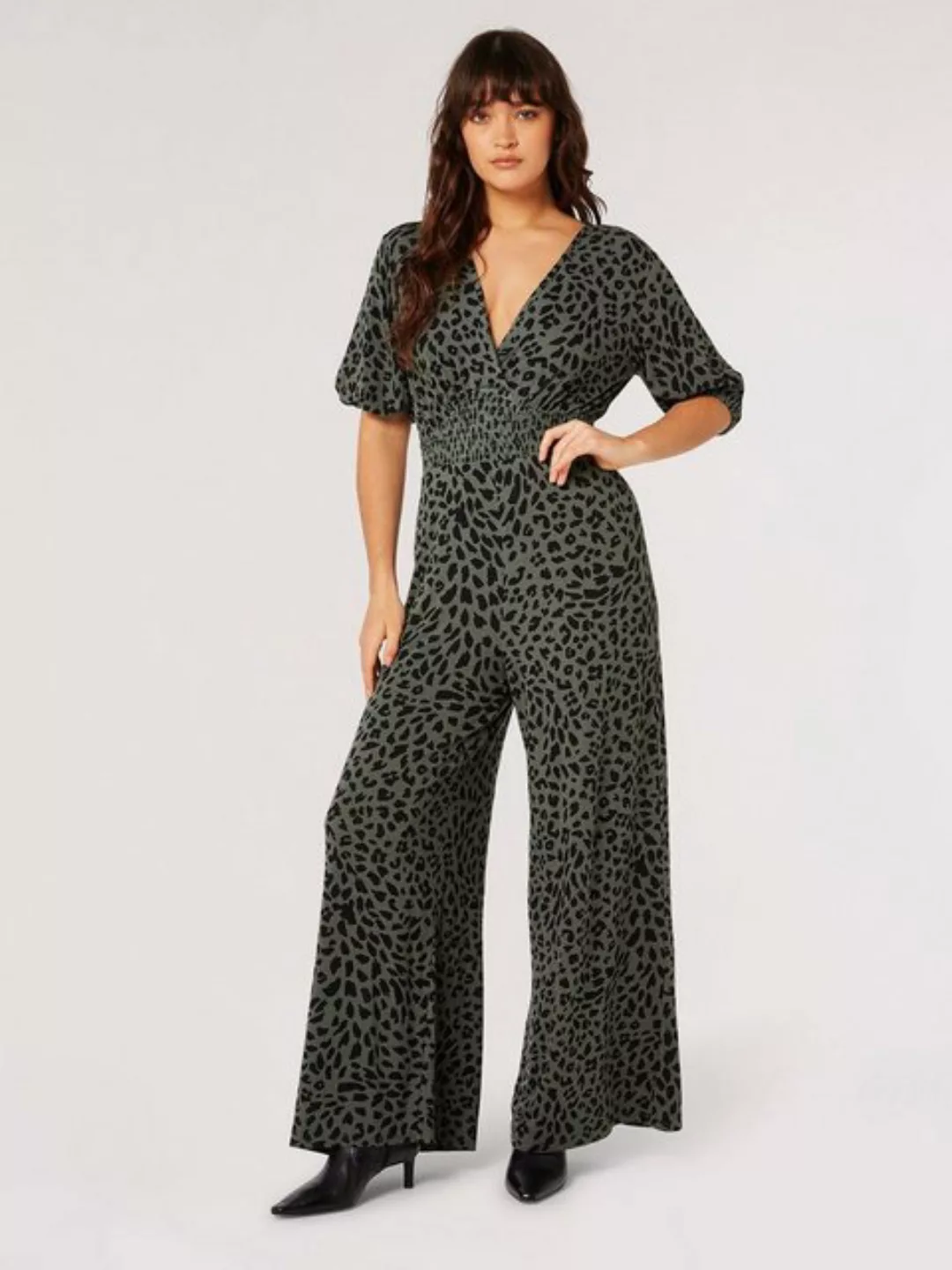 Apricot Jumpsuit Cheetah Smock Waist Jmpsuit, mit gesmokter Taille günstig online kaufen