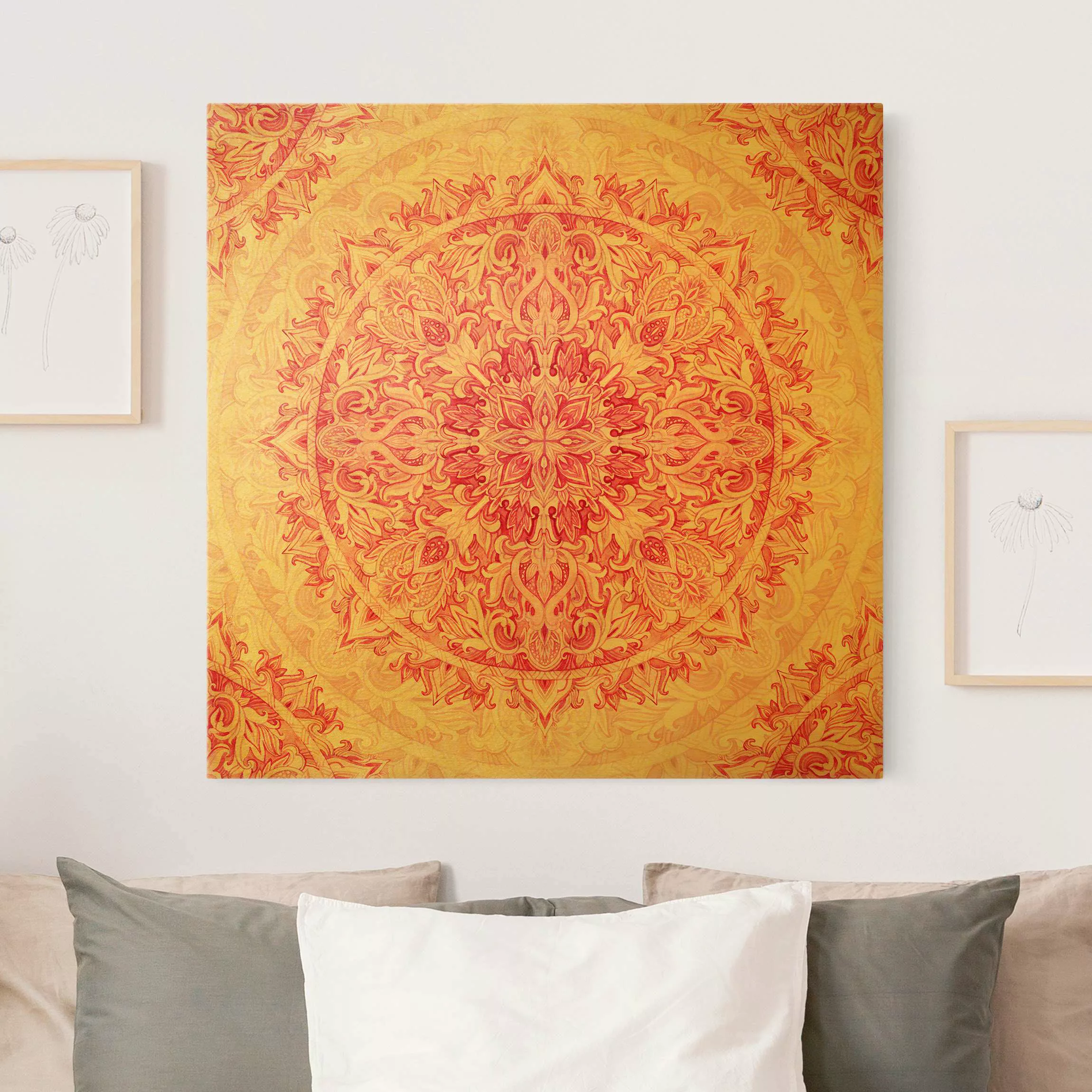 Leinwandbild Mandala Aquarell Ornament Muster pink günstig online kaufen